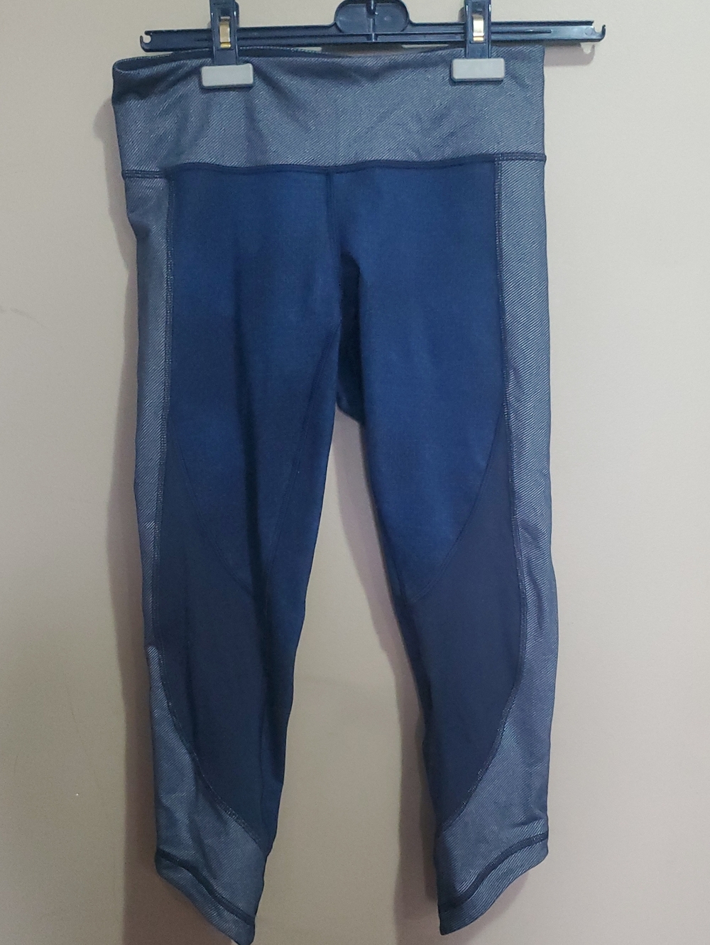 Lululemon Wunder Under Crop Leggings Sashiko Cross Inkwell Blue Size 6